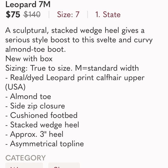 1. State Kaleb Wedge Bootie leopard Sz 7M - Picture 11 of 16